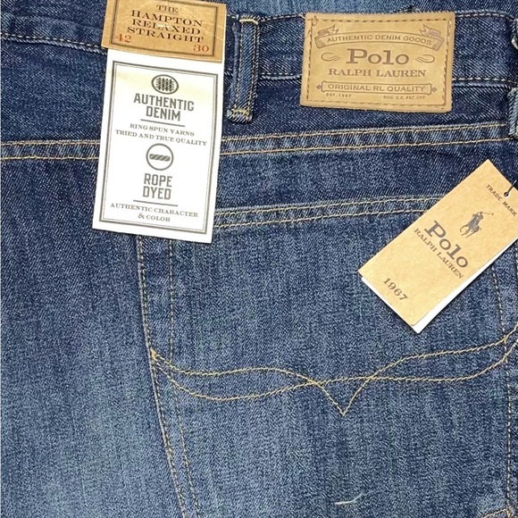 Polo Ralph Lauren The Hampton Relaxed Straight Fit Blue Jeans New Size 42/30 - Picture 7 of 7